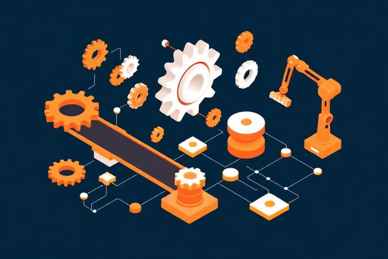Orange gears and automation workflow illustration