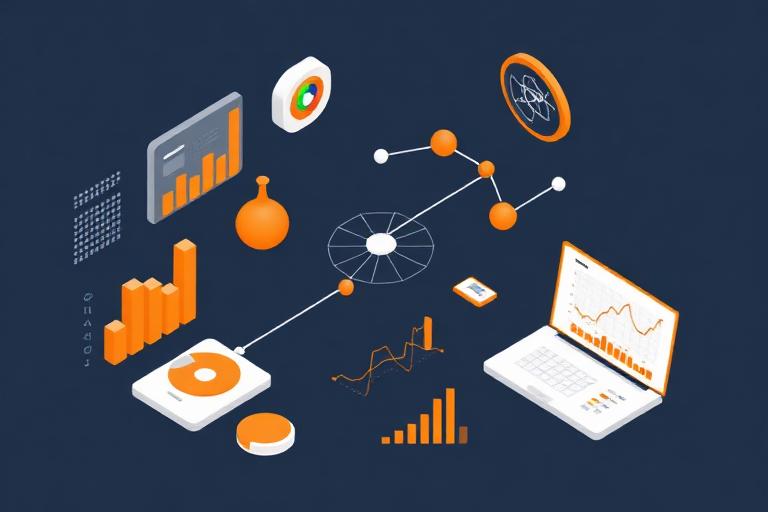 Orange data science dashboard and analytics illustration